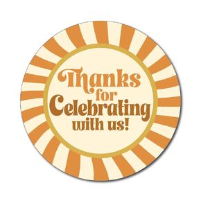 36 2.5-inch Retro Sun Burst Stickers - Here Comes the Son Baby Shower or Boy Birthday Favor Labels (Here Comes the Son)