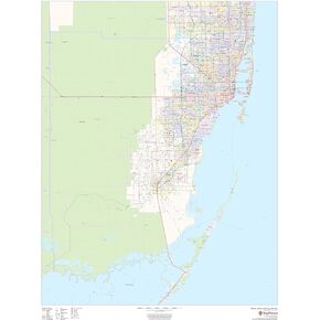 Miami-Dade County, Florida - 36" x 48" Matte Plastic Wall Map