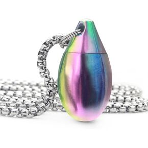 Pill Holder Necklace Nitro Pill Case Titanium Pill Container Necklace for Men Women Waterproof Pill Holder Emergency Aspirin Small Pill Box W/Chain Tiny Fob