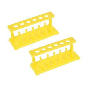 uxcell Test Tube Holder Rack 6 Wells 6 Pins for 18-21mm Tubes Yellow 2Pcs