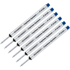 Schmidt P8126, P8126 Short Blue, 6-Pack Schmidt Capless Roller Ball Refills, fits Retro 51 Tornado Roller Ball Pens. Same as Retro 1951 Short Capless Rollerball Ink Refill Fine Tip
