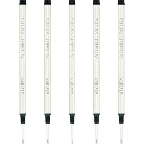 Rollerball Pen Refills - Smooth Writing German Ink and Fine 0.5 mm Threaded Rolling Ball Refills (5 x Blue)