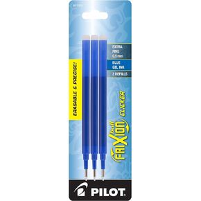 Pilot, FriXion Ball Gel Ink Refills for Erasable Pens, Extra Fine Point 0.5 mm, Pack of 3, Blue