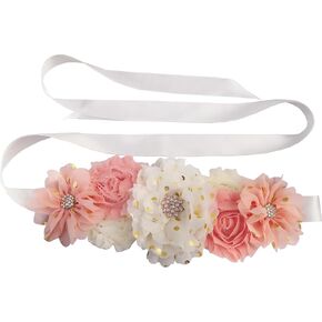 Flower Sash Belts for Women/Girls Dresses Bridal Wedding Bridesmaids Belt Maternity Pregnancy Flower Belt for Baby Shower in Kuwait