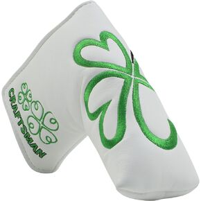 Craftsman Golf Green Lucky Clover Headcover Blade Putter Cover for Scotty Cameron Taylormade Odyssey Blade Also for Custom Version with Your Name Stitched
