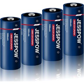 JESSPOW 18500 Rechargeable Solar Batteries 3.2V，LiFePO4 Lithium 3.2 Volt 1000mAh Battery for Outdoor Lights Flashlight, Garden Solar Light Batteries, 4 Pack (Not AA Battery) in Kuwait