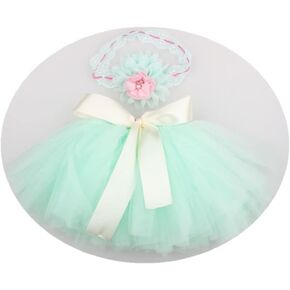 Newborn Photography Props Baby Girls Tutu Photo Outfits Fluffy Tulle Tutu Skirt Flower Headband Baby Photography Props Green