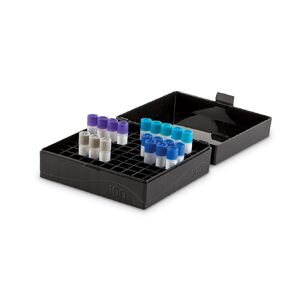 Heathrow Scientific HS120033 100 Well Microtube Storage Box, Cryogenic Box, Tube Storage, 1.5mL/2.0mL Tubes,Polypropylene, Black, (5/pk) (HS120043)