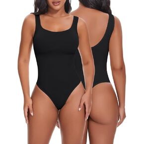 SHAPERIN Backless Shapewear for Women Tummy Control Thong Bodysuit Seamless Body Shaper Sleeveless Tank Tops