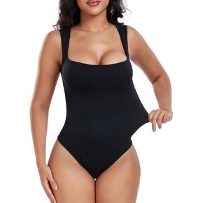 Bodysuits for Women Sexy Square Neck Sleeveless Seamless Tank Top T Shirt Clubwear