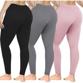CUXFLS 3 Pack Plus Size Leggings for Women, Yoga Pants High Waisted Tummy Control for Workout Gym Running