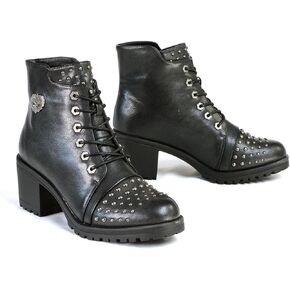 Milwaukee Leather MBL9426 Women's Distress Black Rocker Fashion Boots with Studded Instep