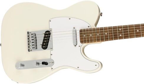 Fender Telecaster Guitar Squier Affinity Series لوحة أصابع الغار الهندية، حزمة بيضاء أوليمبية مع 12x ريشة جيتار فندر وقطعة قماش لتلميع الأدوات الصوتية السائلة in Saudi Arabia