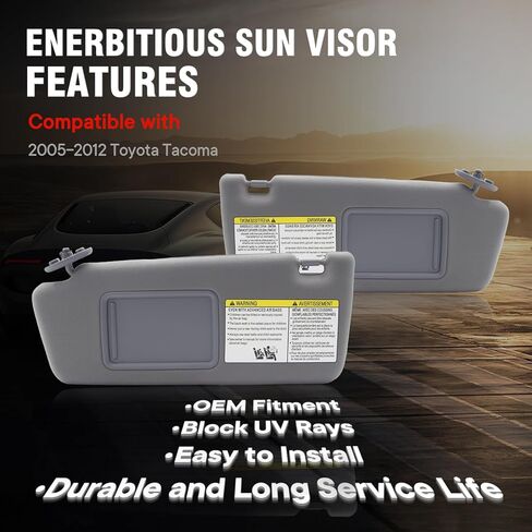 Right Passenger Side Sun Visor for 2005-2012 Toyota Tacoma Without Light 74310-04081-B0(Gray) in Saudi Arabia