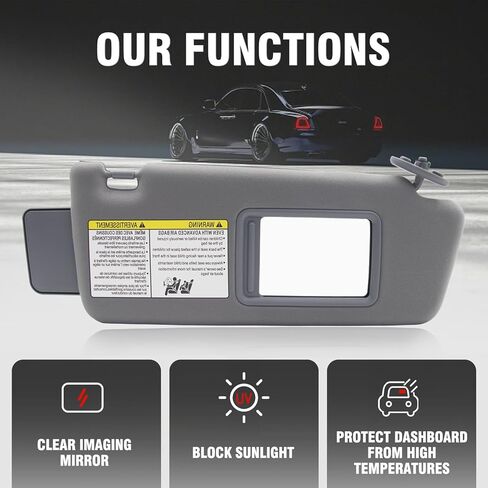 Right Passenger Side Sun Visor for 2005-2012 Toyota Tacoma Without Light 74310-04081-B0(Gray) in Saudi Arabia