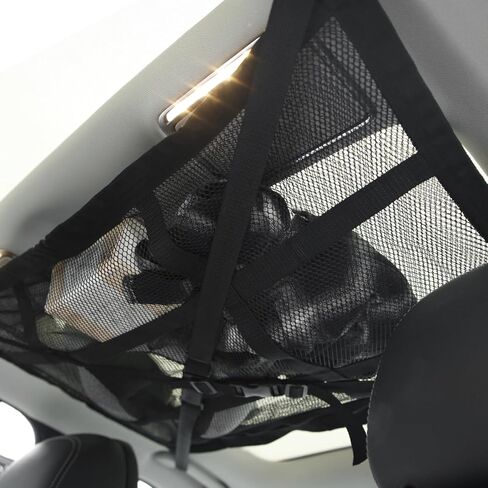 شبكة شحن، 35.83 × 24.8 بوصة مطورة (بدون ترهل) شبكة شحن سقف السيارة قابلة للتعديل، شبكة سقف السيارة، منظم تخزين سقف السيارة لملحقات التخييم في شاحنات الدفع الرباعي in Kuwait