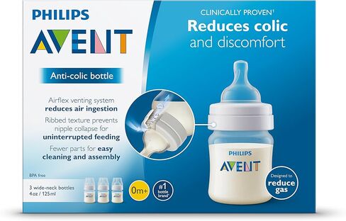 Philips Avent Anti-colic Baby Bottles Clear, 4oz, 3 Piece in Kuwait