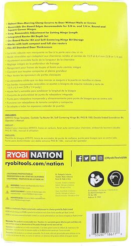 Ryobi A99HT3 Door Hinge Installation Kit/Mortiser Template Bundled with Ryobi A99LM2 Door Latch for Accurate Chiseling and Scoring (1) in Saudi Arabia
