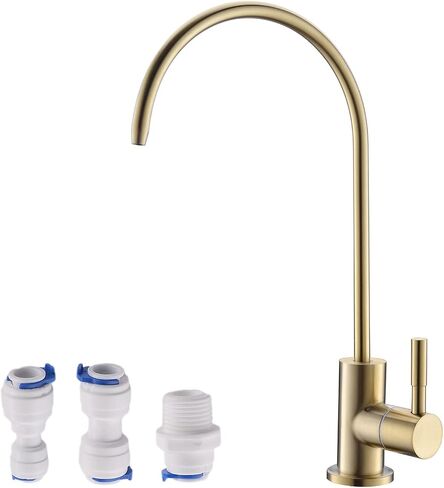 Havin Gold Drinking Water Faucet,Brushed Gold Reverse Osmosis Faucet,Water Filter Faucet for Kitchen Sink Use,Beverage Faucet,Lead-Free Stainless Steel(Brushed Gold) in Saudi Arabia