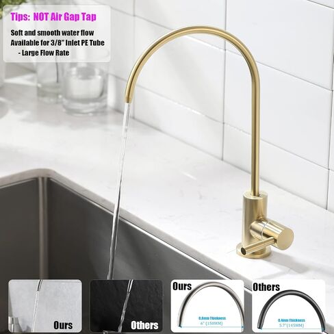 Havin Gold Drinking Water Faucet,Brushed Gold Reverse Osmosis Faucet,Water Filter Faucet for Kitchen Sink Use,Beverage Faucet,Lead-Free Stainless Steel(Brushed Gold) in Saudi Arabia