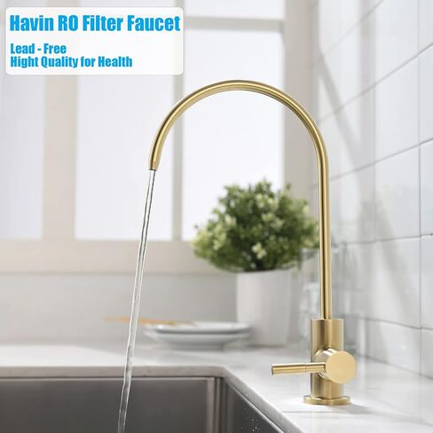 Havin Gold Drinking Water Faucet,Brushed Gold Reverse Osmosis Faucet,Water Filter Faucet for Kitchen Sink Use,Beverage Faucet,Lead-Free Stainless Steel(Brushed Gold) in Saudi Arabia