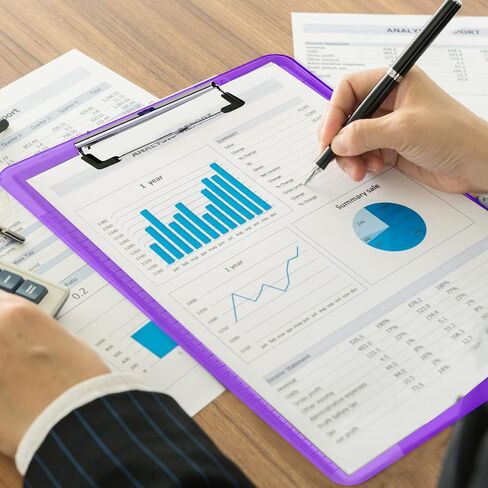 MIAHART 12 قطعة من ألواح الحافظة البلاستيكية بحجم A4، لوحة مشبك شفافة ملونة مع مسطرة جانبية، مجموعة كبيرة من لوحات الحافظة للممرضات والمكتب والفصول الدراسية، مقاس 9 × 12.5 بوصة in Kuwait