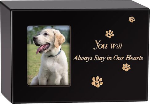 Pet Urns,Pine Wood Keepsake Memorial for Dogs/Cats Ashes,Apply Up to 45 lb,Photo Frame Funeral Cremation Small or Medium Box,Black in Saudi Arabia