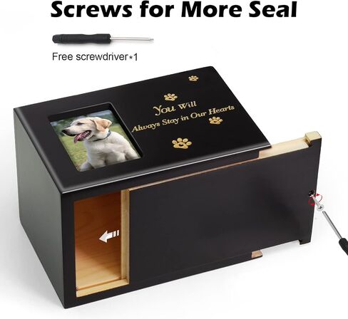 Pet Urns,Pine Wood Keepsake Memorial for Dogs/Cats Ashes,Apply Up to 45 lb,Photo Frame Funeral Cremation Small or Medium Box,Black in Saudi Arabia