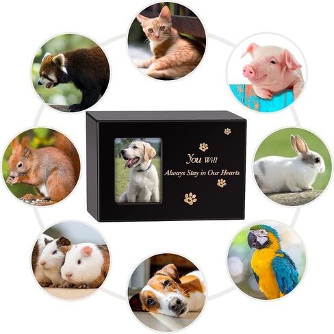 Pet Urns,Pine Wood Keepsake Memorial for Dogs/Cats Ashes,Apply Up to 45 lb,Photo Frame Funeral Cremation Small or Medium Box,Black in Saudi Arabia