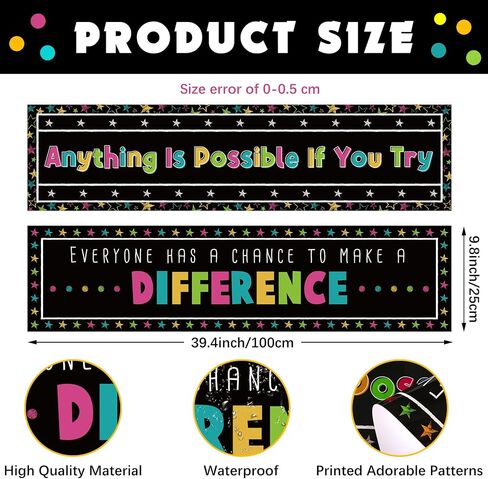 2 Pcs Chalkboard Brights Classroom Decor Motivational Classroom Banner and Wall Decor Inspirational Bulletin Board Classroom Banner for Teachers School Classroom Bulletin Board Wall Decor in Saudi Arabia