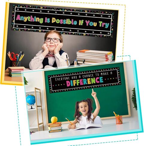 2 Pcs Chalkboard Brights Classroom Decor Motivational Classroom Banner and Wall Decor Inspirational Bulletin Board Classroom Banner for Teachers School Classroom Bulletin Board Wall Decor in Saudi Arabia