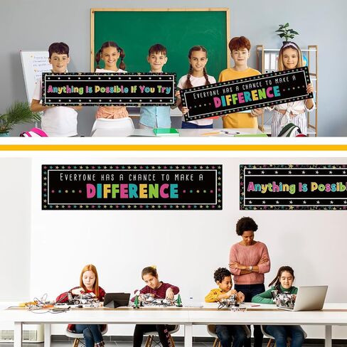 2 Pcs Chalkboard Brights Classroom Decor Motivational Classroom Banner and Wall Decor Inspirational Bulletin Board Classroom Banner for Teachers School Classroom Bulletin Board Wall Decor in Saudi Arabia