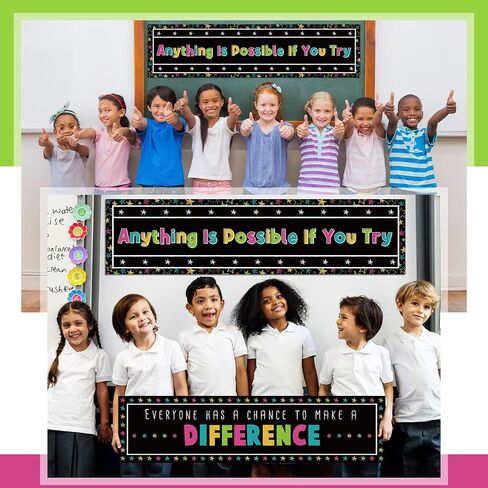 2 Pcs Chalkboard Brights Classroom Decor Motivational Classroom Banner and Wall Decor Inspirational Bulletin Board Classroom Banner for Teachers School Classroom Bulletin Board Wall Decor in Saudi Arabia