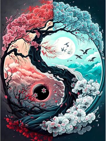 uohqhi Tree of Life DIY Diamond Painting Kit, Moon of Tree 5D Diamond Art Kit for Audult Beginner, Full Diamond Dot Diamond Painting Gemstone Art and Crafts Office Wall Decoration 12X16inches in Saudi Arabia