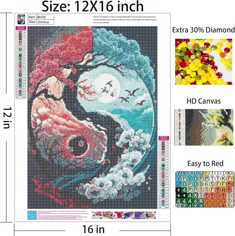 uohqhi Tree of Life DIY Diamond Painting Kit, Moon of Tree 5D Diamond Art Kit for Audult Beginner, Full Diamond Dot Diamond Painting Gemstone Art and Crafts Office Wall Decoration 12X16inches in Saudi Arabia