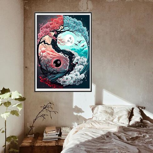 uohqhi Tree of Life DIY Diamond Painting Kit, Moon of Tree 5D Diamond Art Kit for Audult Beginner, Full Diamond Dot Diamond Painting Gemstone Art and Crafts Office Wall Decoration 12X16inches in Saudi Arabia