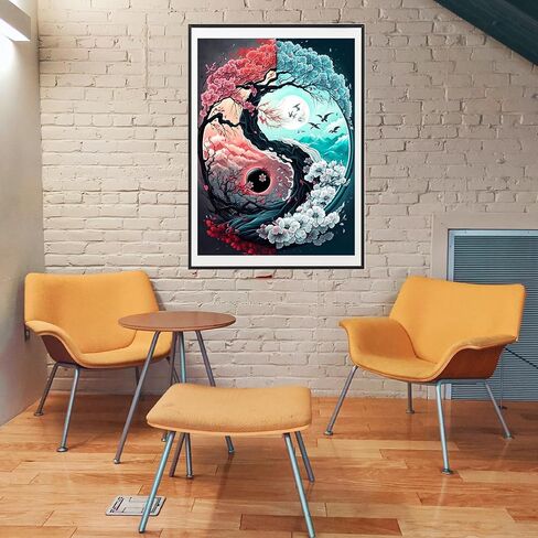 uohqhi Tree of Life DIY Diamond Painting Kit, Moon of Tree 5D Diamond Art Kit for Audult Beginner, Full Diamond Dot Diamond Painting Gemstone Art and Crafts Office Wall Decoration 12X16inches in Saudi Arabia