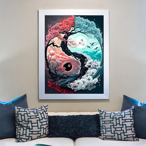 uohqhi Tree of Life DIY Diamond Painting Kit, Moon of Tree 5D Diamond Art Kit for Audult Beginner, Full Diamond Dot Diamond Painting Gemstone Art and Crafts Office Wall Decoration 12X16inches in Saudi Arabia