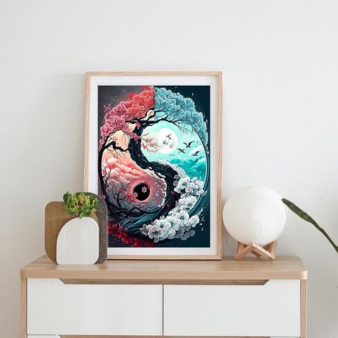 uohqhi Tree of Life DIY Diamond Painting Kit, Moon of Tree 5D Diamond Art Kit for Audult Beginner, Full Diamond Dot Diamond Painting Gemstone Art and Crafts Office Wall Decoration 12X16inches in Saudi Arabia
