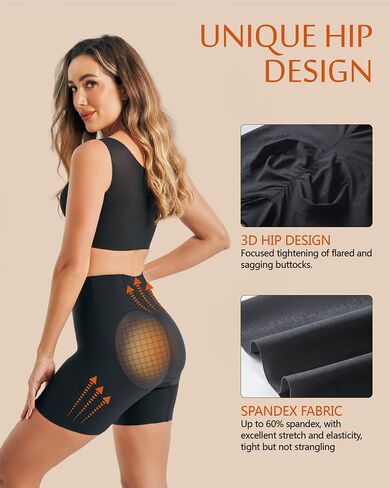 Buensam Shapewear Tummy Control, Mid-Waist Seamless Shapewear Shorts Body Shaper Shorts for Women Thigh Slimmer, Black in Saudi Arabia