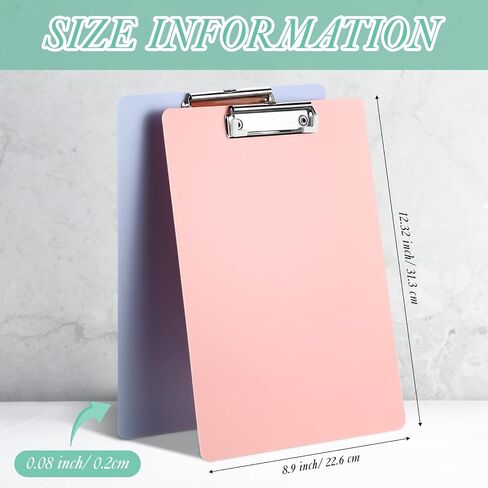 12 Pieces Plastic Clipboards Bulk Cute Assorted Color Multi Pack Clipboard A4 Letter Size Clip Board with Low Profile Clip for Paper Office School Classroom Teacher Kids Supplies, 12.32 x 8.9 Inch in Saudi Arabia