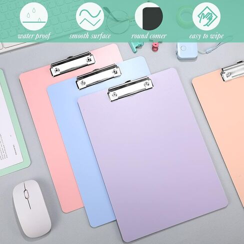 12 Pieces Plastic Clipboards Bulk Cute Assorted Color Multi Pack Clipboard A4 Letter Size Clip Board with Low Profile Clip for Paper Office School Classroom Teacher Kids Supplies, 12.32 x 8.9 Inch in Saudi Arabia