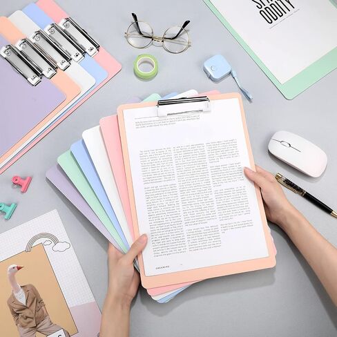 12 Pieces Plastic Clipboards Bulk Cute Assorted Color Multi Pack Clipboard A4 Letter Size Clip Board with Low Profile Clip for Paper Office School Classroom Teacher Kids Supplies, 12.32 x 8.9 Inch in Saudi Arabia