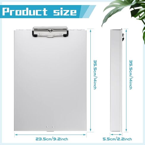 PerKoop Aluminum Clipboard with Storage Folder Form Holder Clipboard Metal Clip Board 14x9.3x2.2" Letter Size Clipboard Binder for Nurses Medical Personnel Business Office Stationery Items (4) in Saudi Arabia