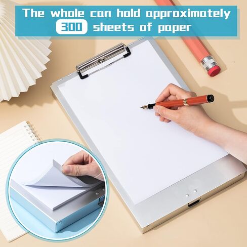 PerKoop Aluminum Clipboard with Storage Folder Form Holder Clipboard Metal Clip Board 14x9.3x2.2" Letter Size Clipboard Binder for Nurses Medical Personnel Business Office Stationery Items (4) in Saudi Arabia
