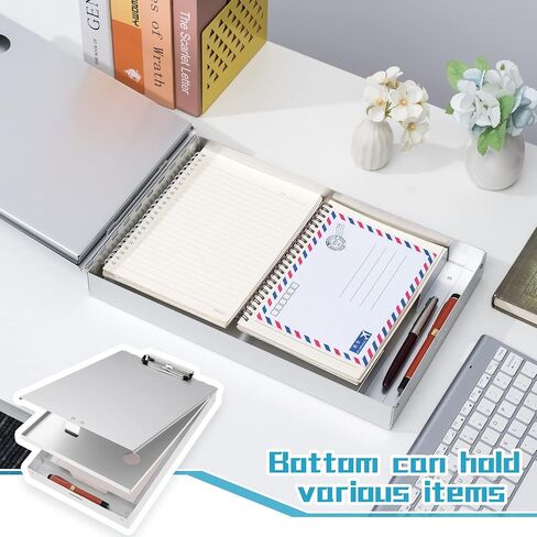 PerKoop Aluminum Clipboard with Storage Folder Form Holder Clipboard Metal Clip Board 14x9.3x2.2" Letter Size Clipboard Binder for Nurses Medical Personnel Business Office Stationery Items (4) in Saudi Arabia