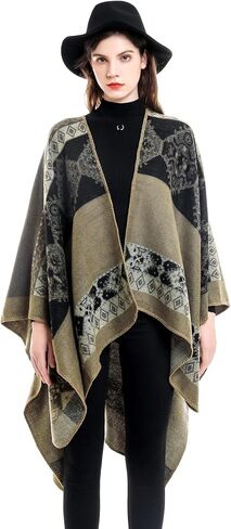 ESLCLO Shawl Wraps for Women Ponchos and Wraps Blanket Shawl Cardigan Sweater Winter Open Front Poncho Cape in Saudi Arabia