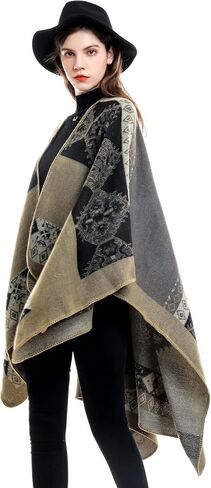 ESLCLO Shawl Wraps for Women Ponchos and Wraps Blanket Shawl Cardigan Sweater Winter Open Front Poncho Cape in Saudi Arabia