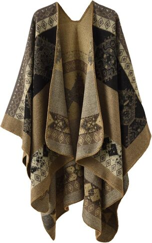 ESLCLO Shawl Wraps for Women Ponchos and Wraps Blanket Shawl Cardigan Sweater Winter Open Front Poncho Cape in Saudi Arabia