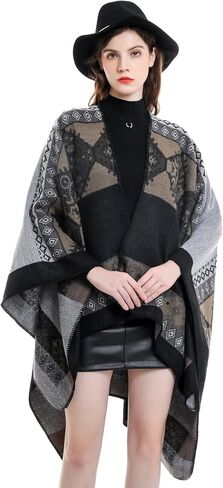 ESLCLO Shawl Wraps for Women Ponchos and Wraps Blanket Shawl Cardigan Sweater Winter Open Front Poncho Cape in Saudi Arabia
